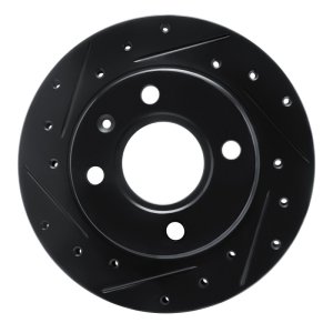 Ford Fiesta Brake Rotor (1) - Front Left - R1 Concepts - Drilled & Slotted - Black - `96-`15